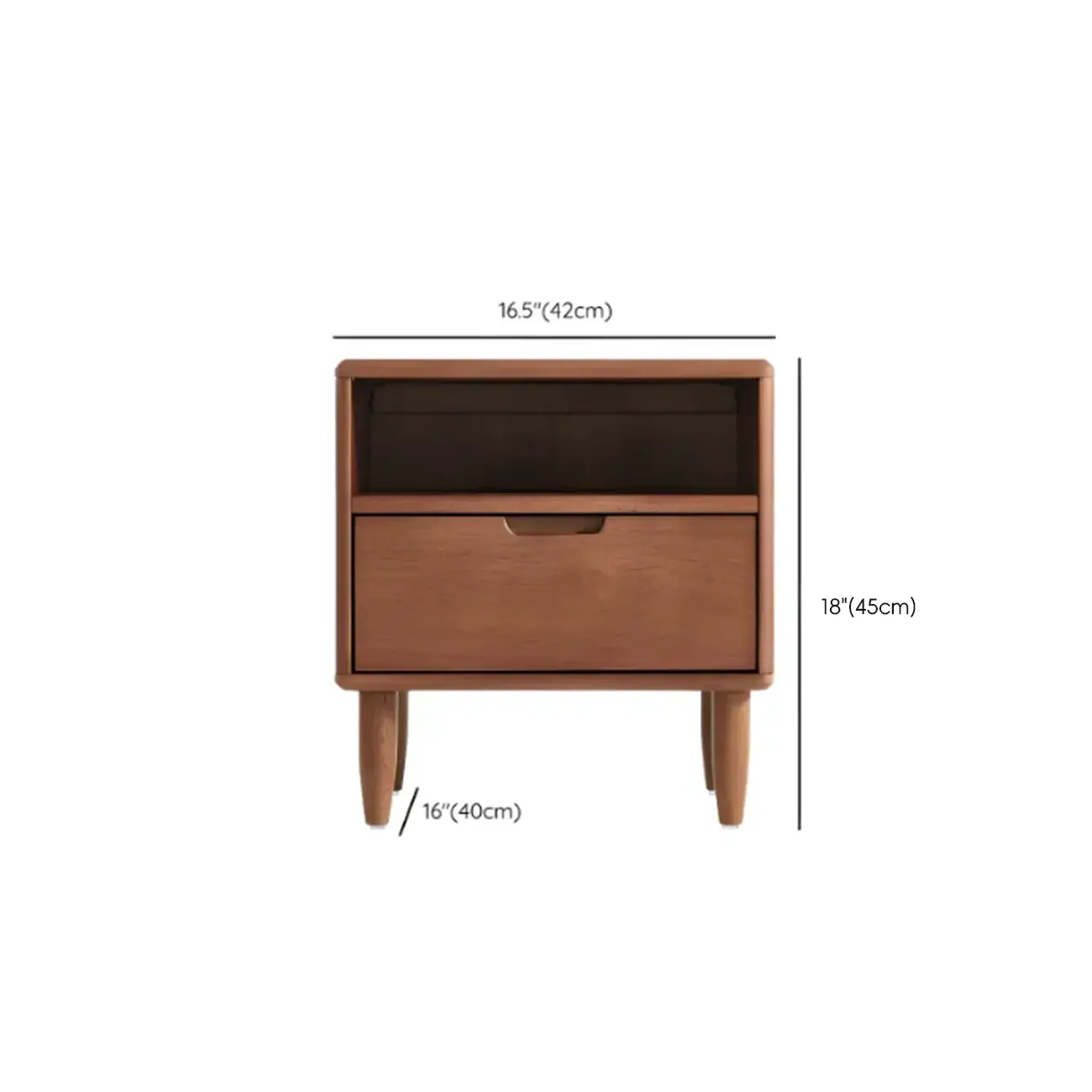Narrow Brown 2-Tier Wood Nightstand for Bedroom #size | homeyfad