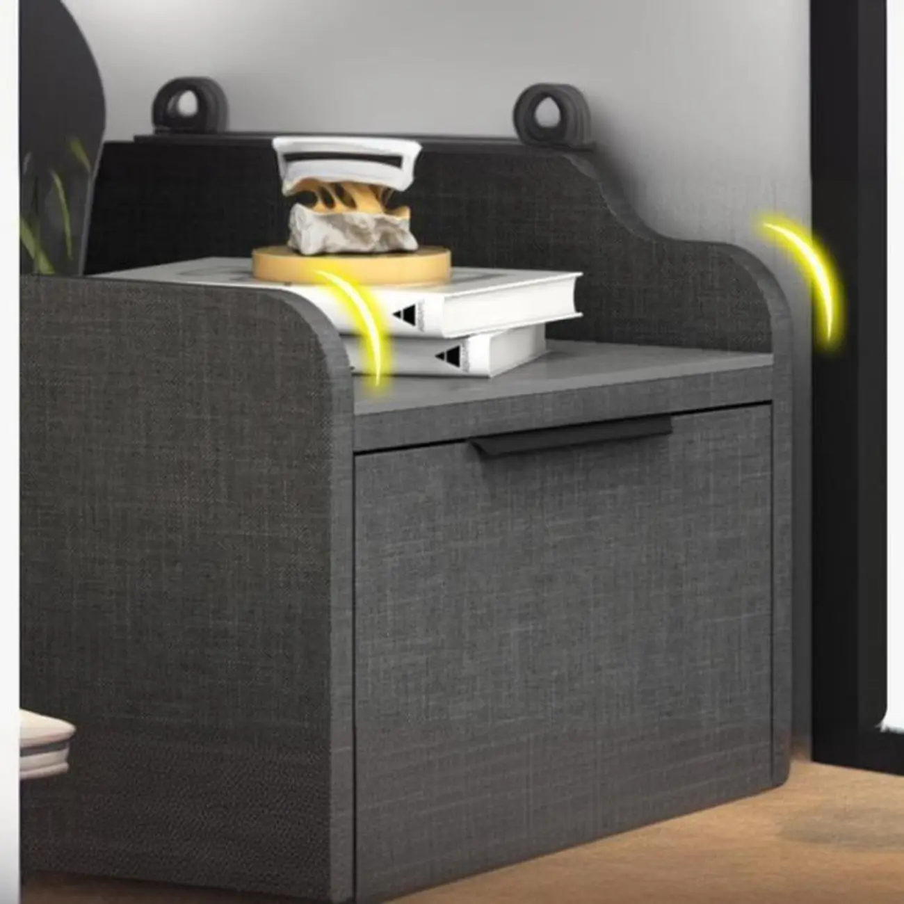 Modern Khaki Wooden Corner Lighting Storage Cabinet Image - 9 | homeyfad