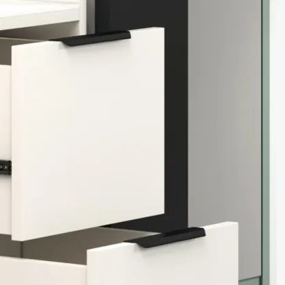 Modern Khaki Wooden Corner Lighting Storage Cabinet Image - 13