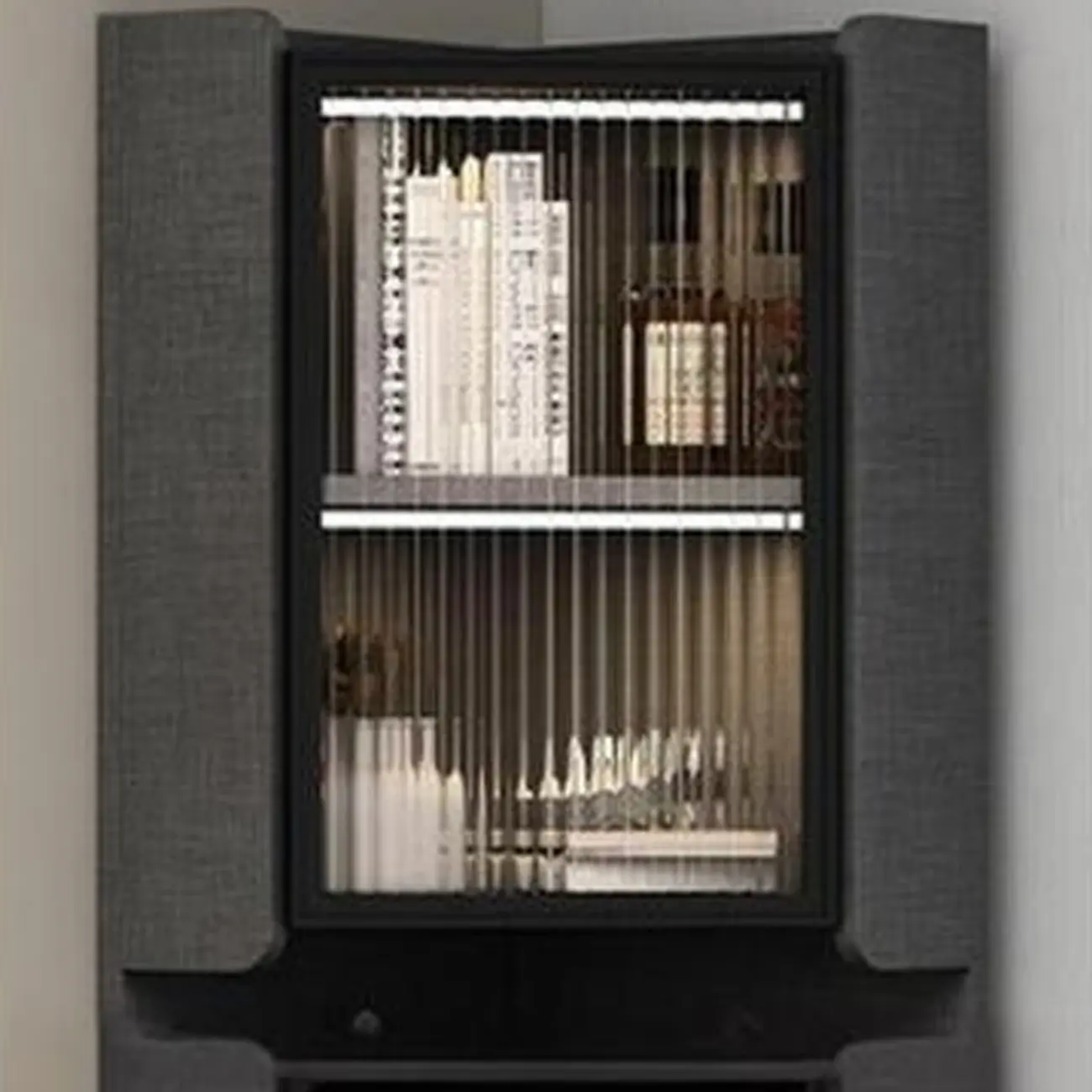 Modern Khaki Wooden Corner Lighting Storage Cabinet Image - 15 | homeyfad