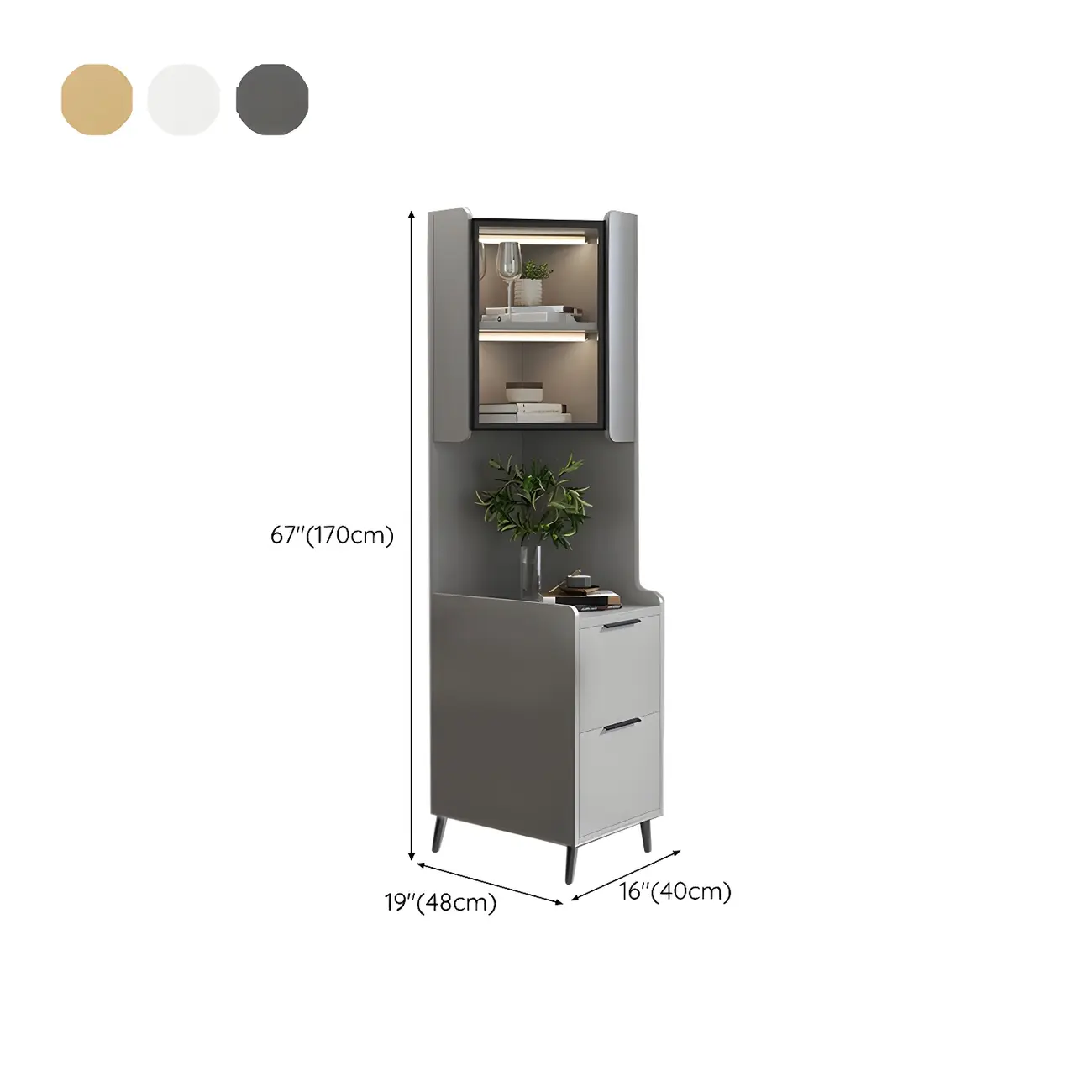 Modern Khaki Wooden Corner Lighting Storage Cabinet Image - 33 | homeyfad