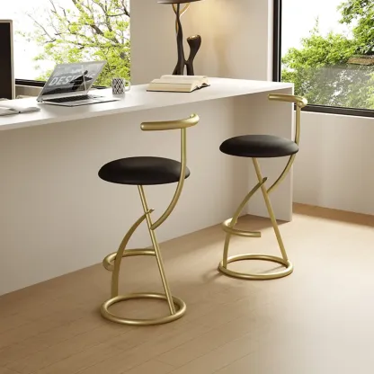 Glam Modern Metal Frame Armless Round Counter Stools Image - 9