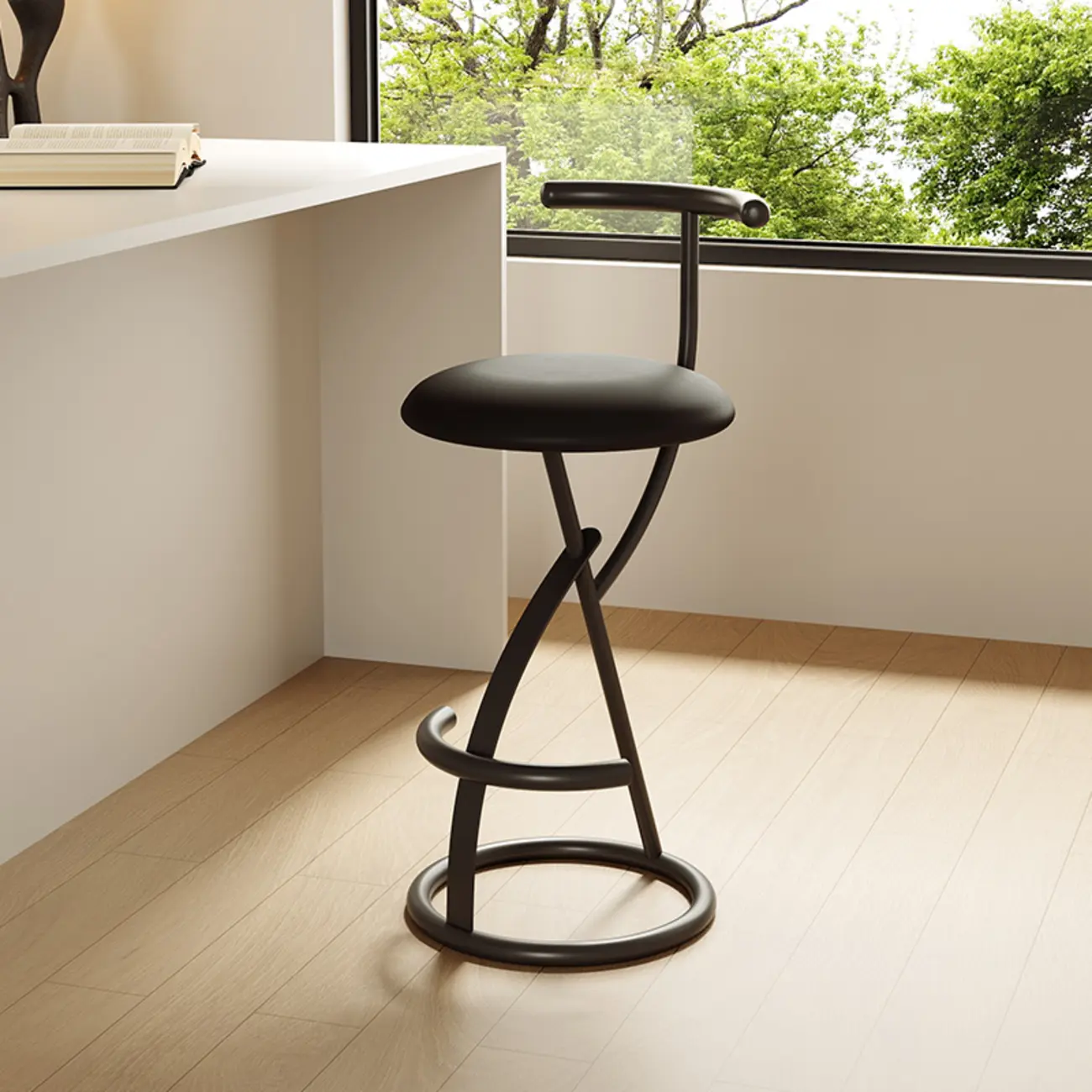 Glam Modern Metal Frame Armless Round Counter Stools Image - 18 | homeyfad