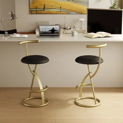 Glam Modern Metal Frame Armless Round Counter Stools Image - 12