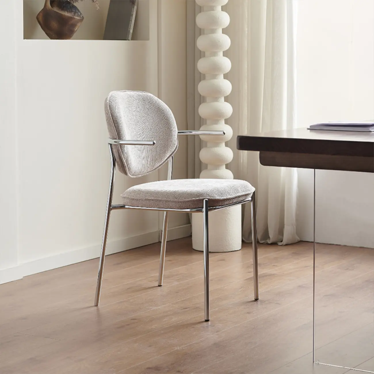 Minimalist Upholstered Armless Fabric Dining Chairs Image - 6 | homeyfad