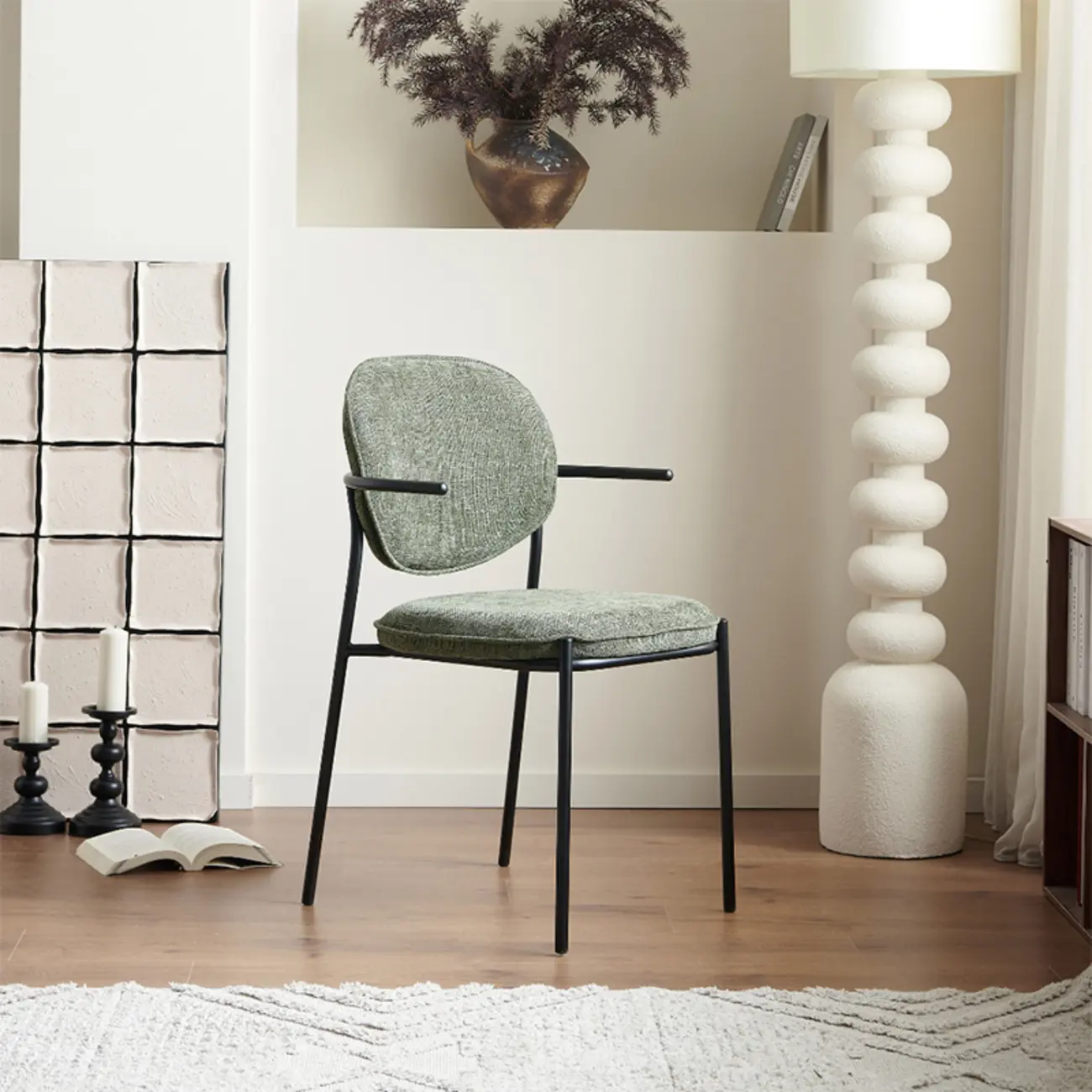 Minimalist Upholstered Armless Fabric Dining Chairs Image - 7 | homeyfad