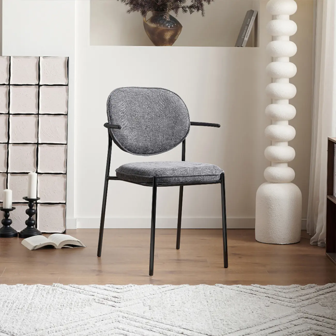 Minimalist Upholstered Armless Fabric Dining Chairs Image - 9 | homeyfad