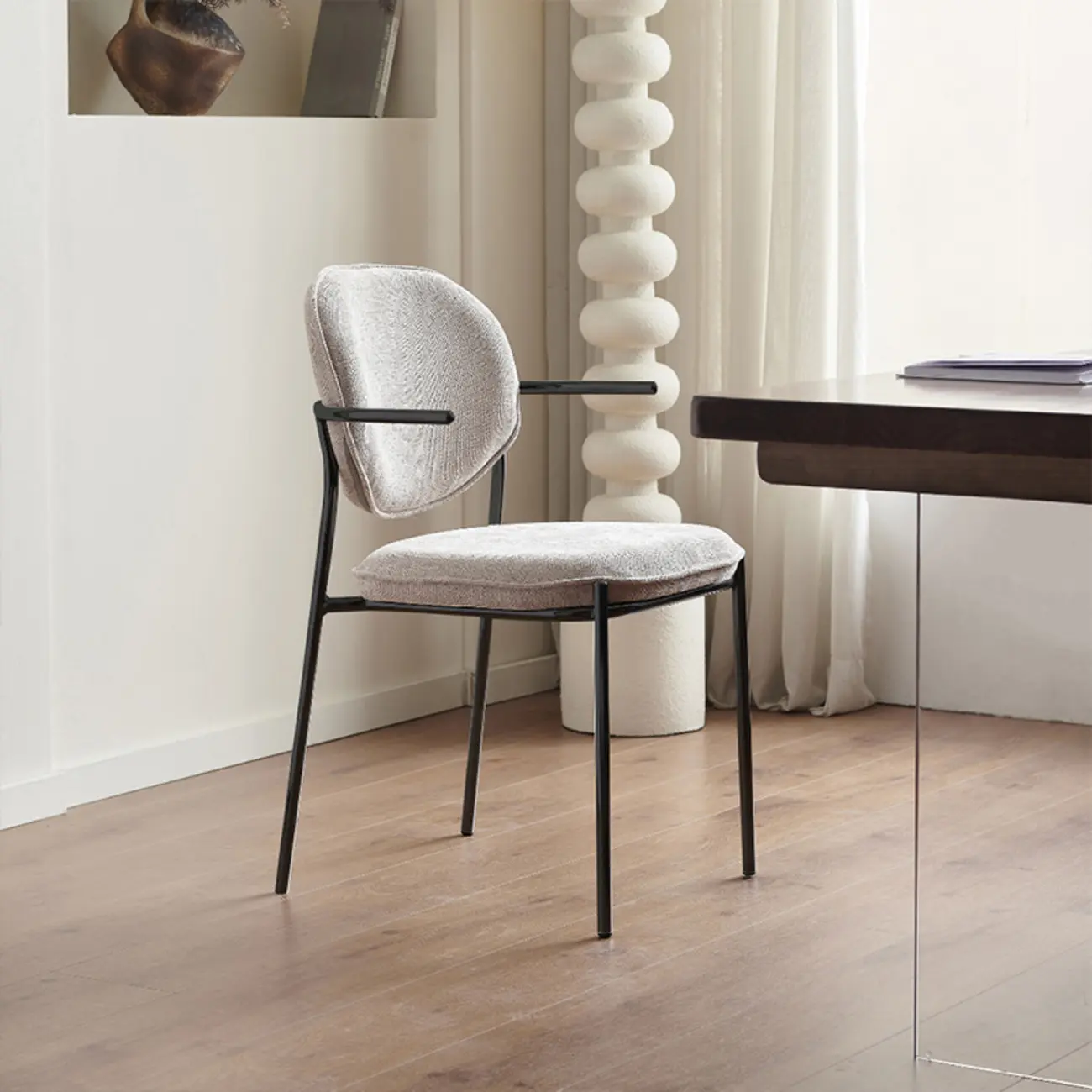 Minimalist Upholstered Armless Fabric Dining Chairs Image - 10 | homeyfad