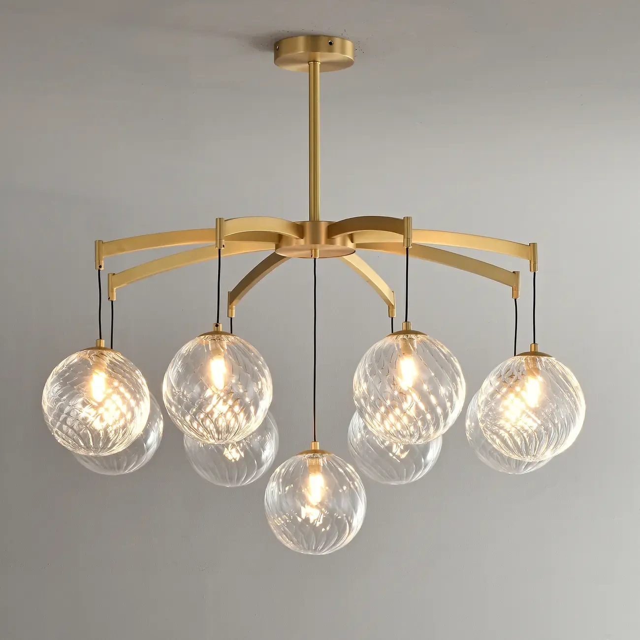 Gold Glass Orb Crystal Chandelier Modern Elegant Design Image - 1