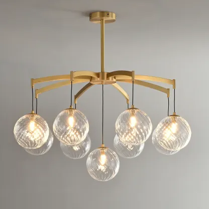 Gold Glass Orb Crystal Chandelier Modern Elegant Design Image - 1