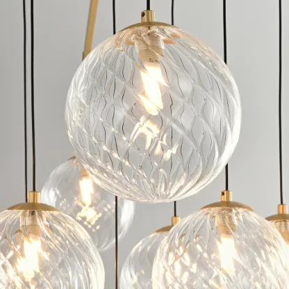 Gold Glass Orb Crystal Chandelier Modern Elegant Design Image - 2