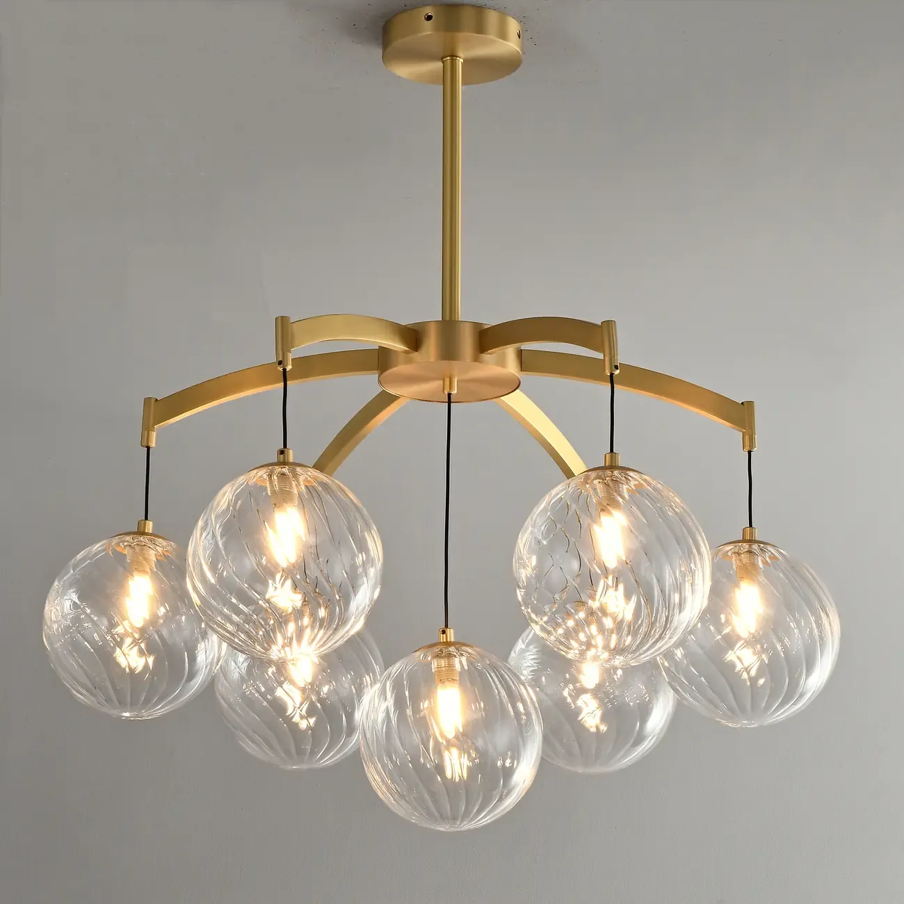 Gold Glass Orb Crystal Chandelier Modern Elegant Design Image - 3