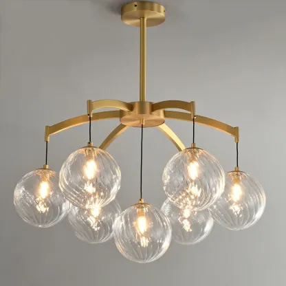 Gold Glass Orb Crystal Chandelier Modern Elegant Design Image - 3