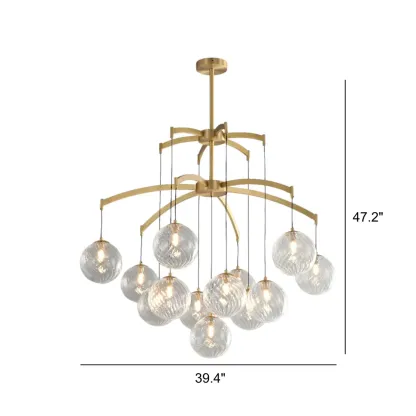 Gold Glass Orb Crystal Chandelier Modern Elegant Design Image - 8