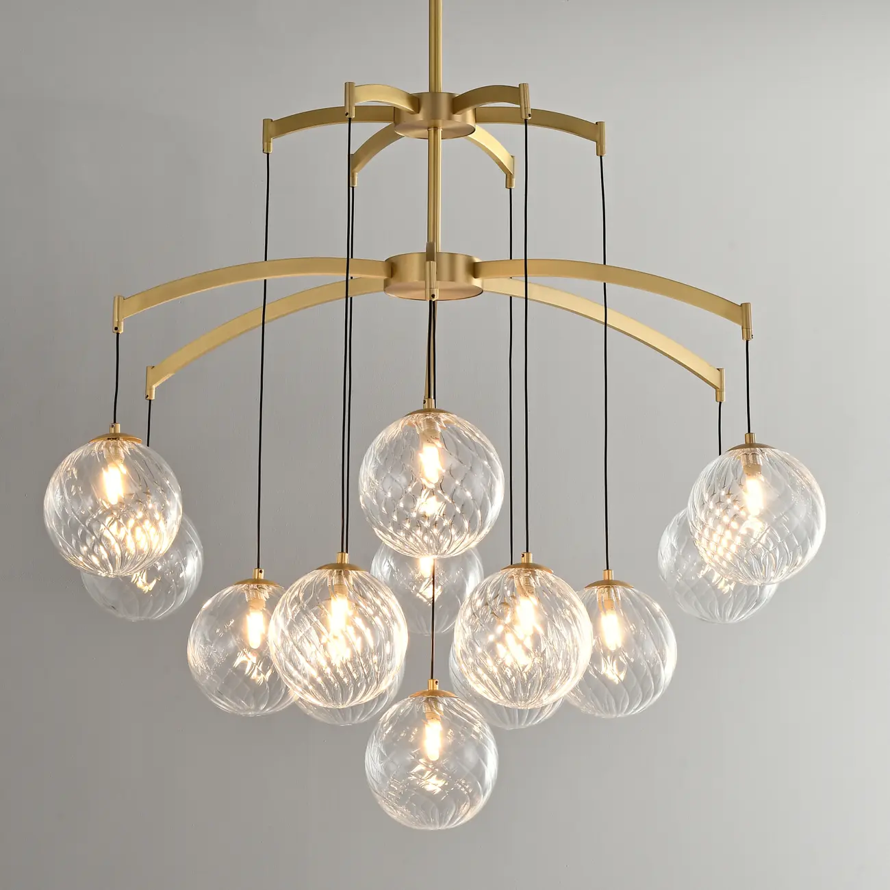 Gold Glass Orb Crystal Chandelier Modern Elegant Design Image - 4 | homeyfad