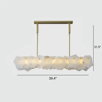 Artistic Modern Brass Alabaster Linear Kitchen Island Light #size