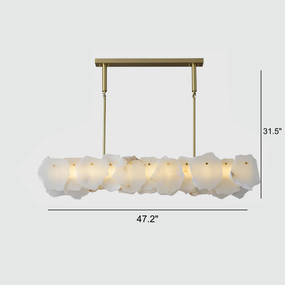 Artistic Modern Brass Alabaster Linear Kitchen Island Light Image - 8 | homeyfad