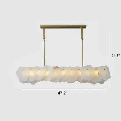 Artistic Modern Brass Alabaster Linear Kitchen Island Light Image - 8