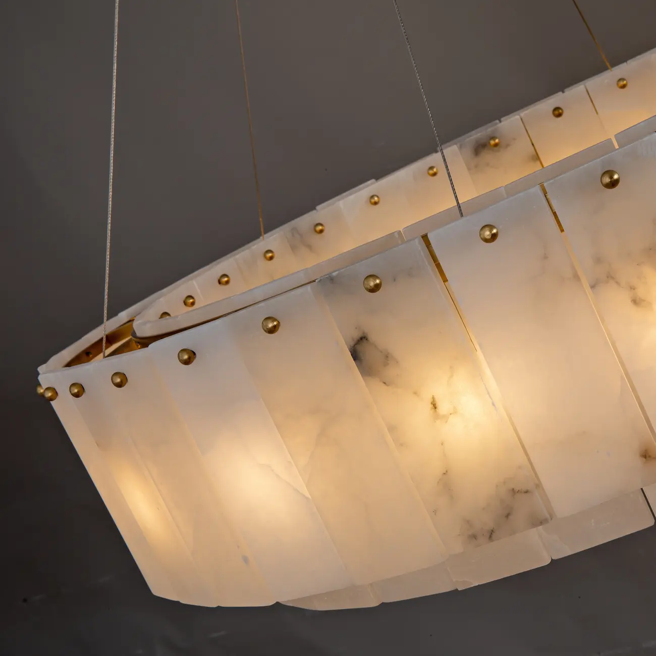 Luxury Tiered Circular Hanging Chandelier Brass and Alabaster Image - 4 | homeyfad