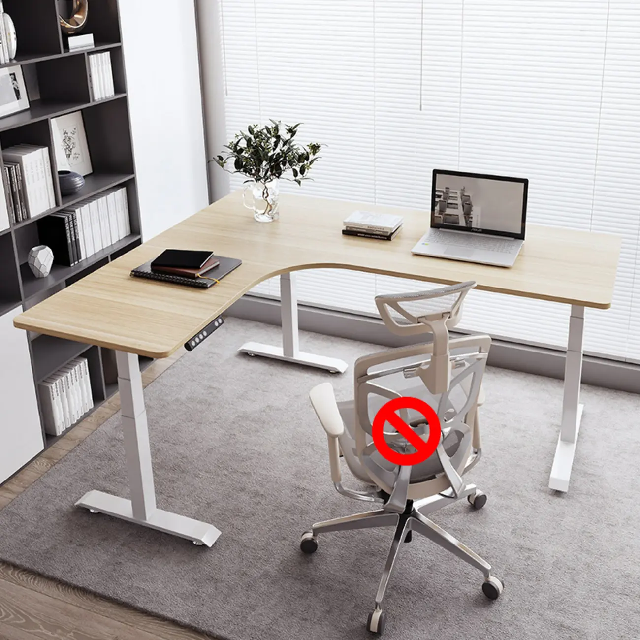 Modern Wood L-Shape Adjustable Standing Desk for Home Office Image - 3 | homeyfad