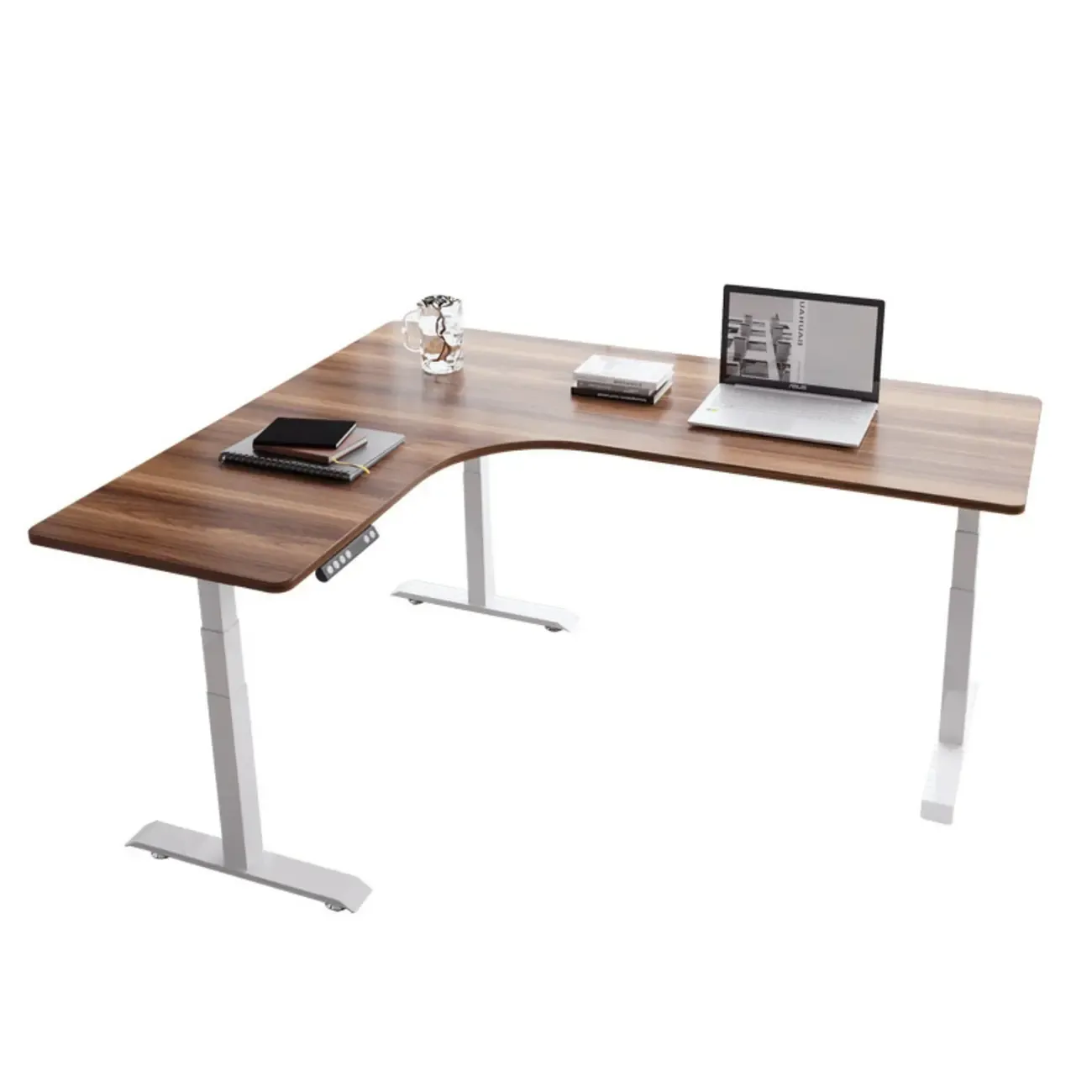 Modern Wood L-Shape Adjustable Standing Desk for Home Office Image - 5