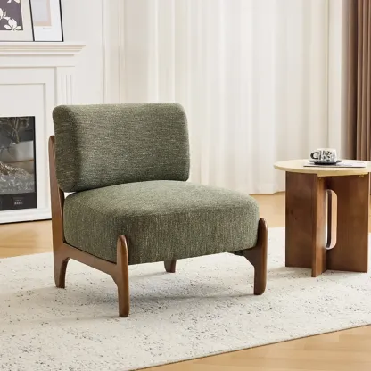 Green Chenille Lounge Chair Accent Chair for Living Room Image - 1