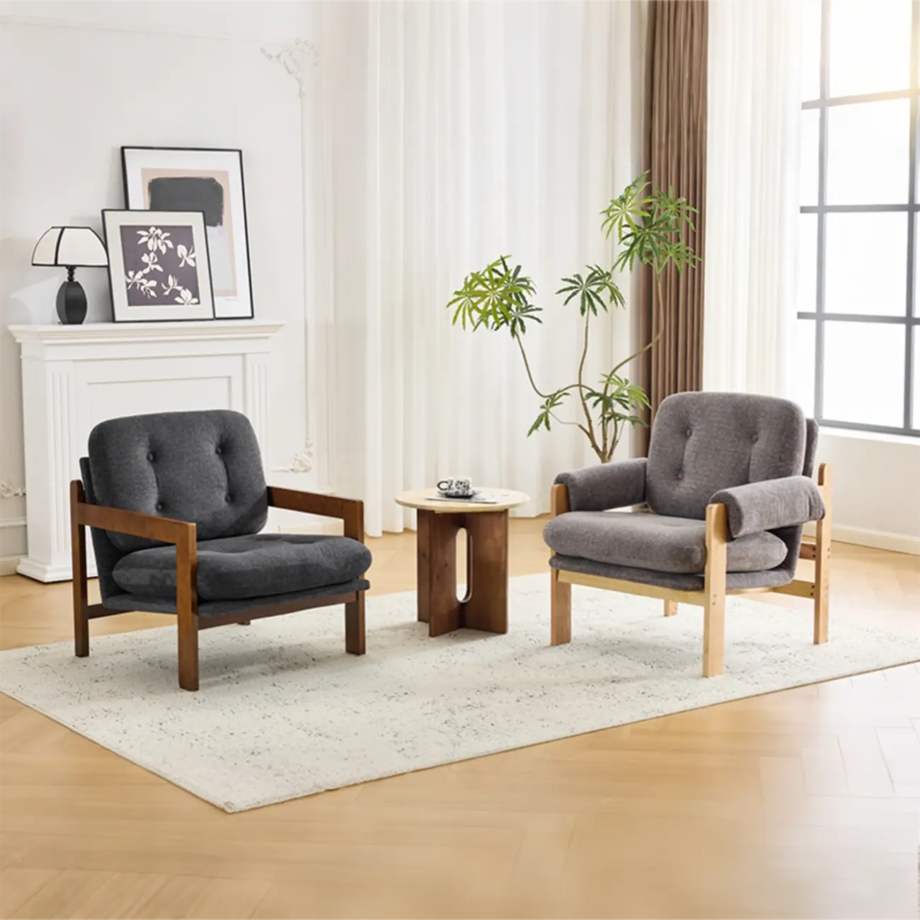 Contemporary Adjustable Gray Chenille Upholstered Accent Chair Image - 2 | homeyfad