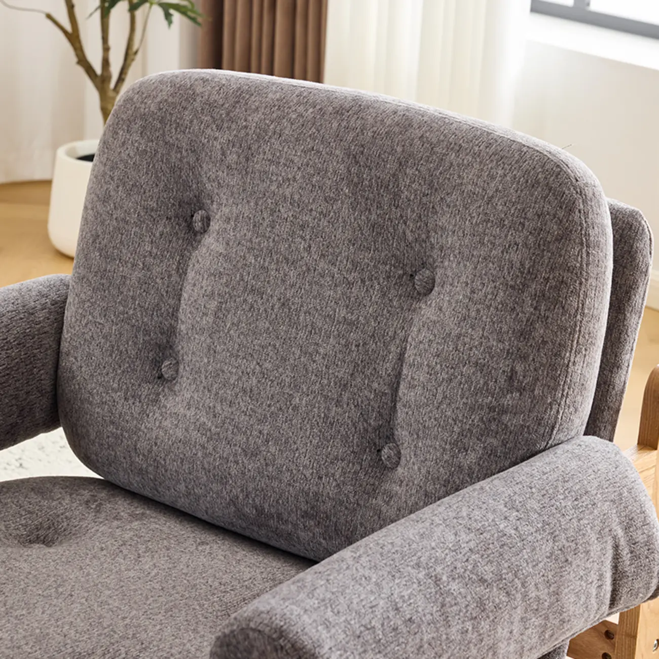 Contemporary Adjustable Gray Chenille Upholstered Accent Chair Image - 6 | homeyfad
