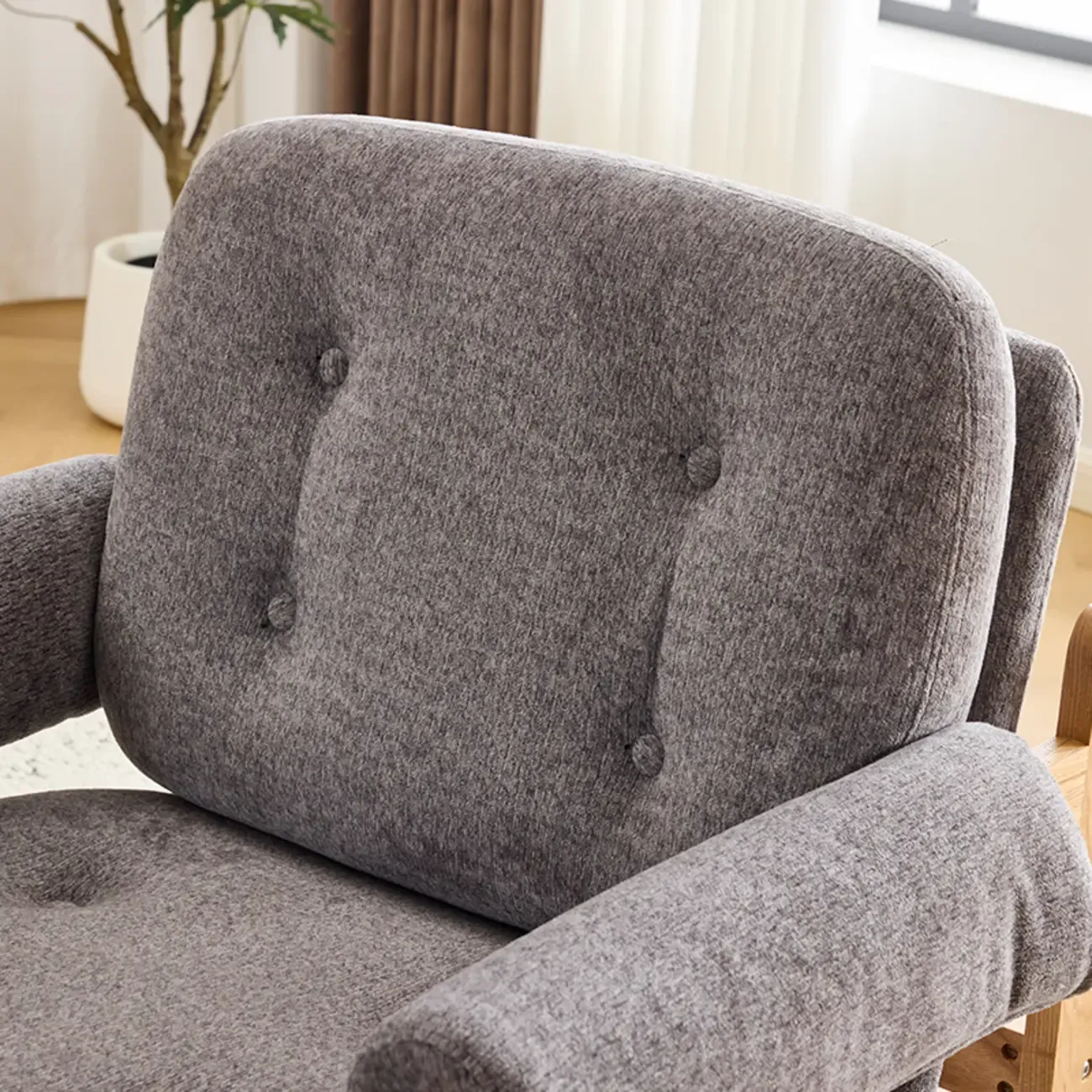 Contemporary Adjustable Gray Chenille Upholstered Accent Chair Image - 6