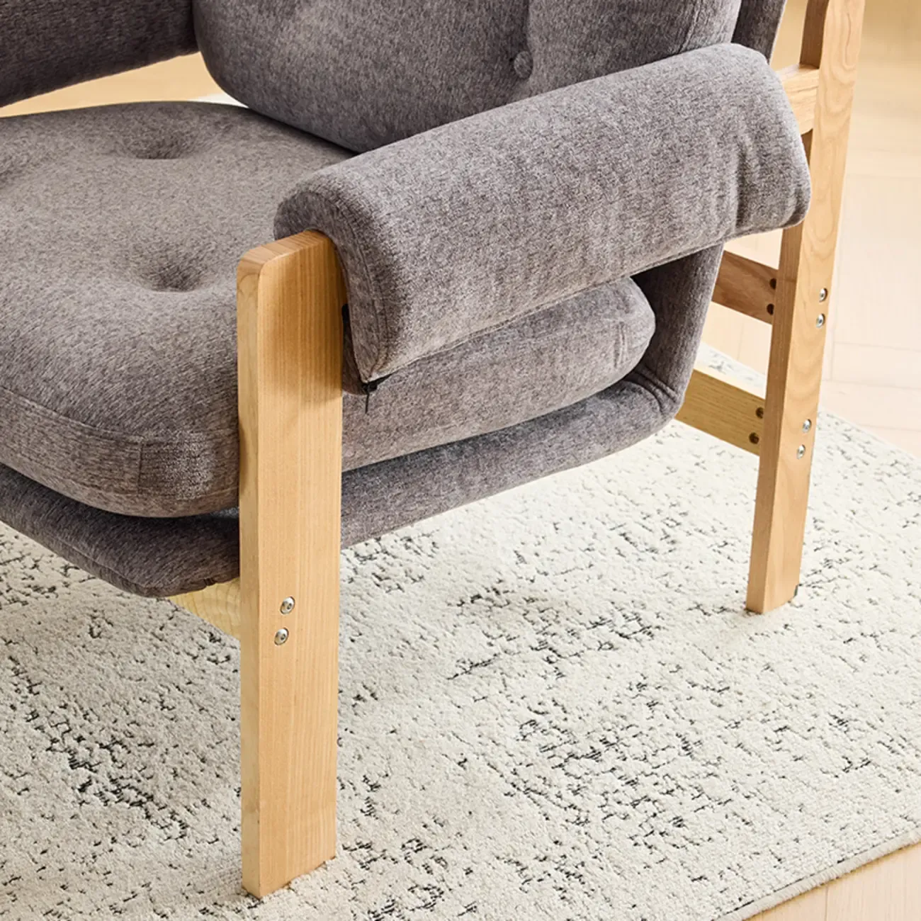 Contemporary Adjustable Gray Chenille Upholstered Accent Chair Image - 5