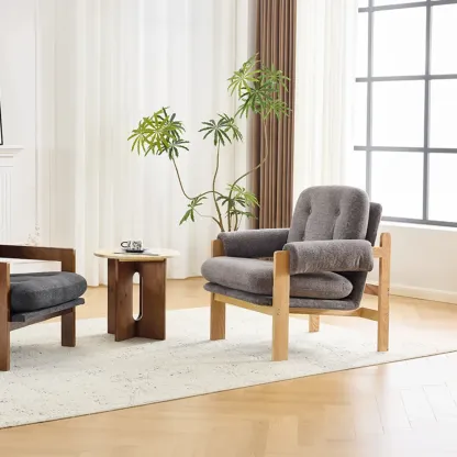 Contemporary Adjustable Gray Chenille Upholstered Accent Chair Image - 1