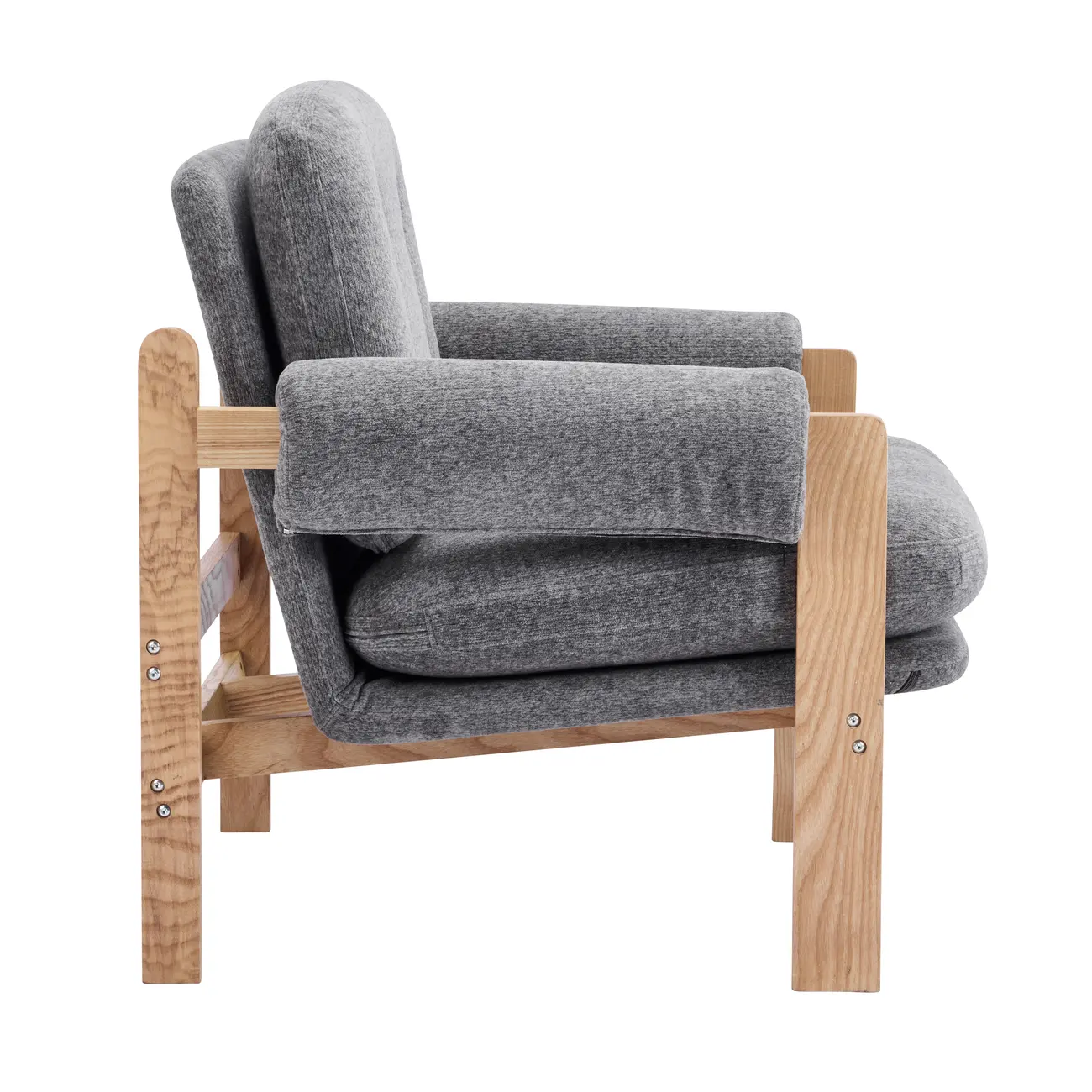 Contemporary Adjustable Gray Chenille Upholstered Accent Chair Image - 7 | homeyfad