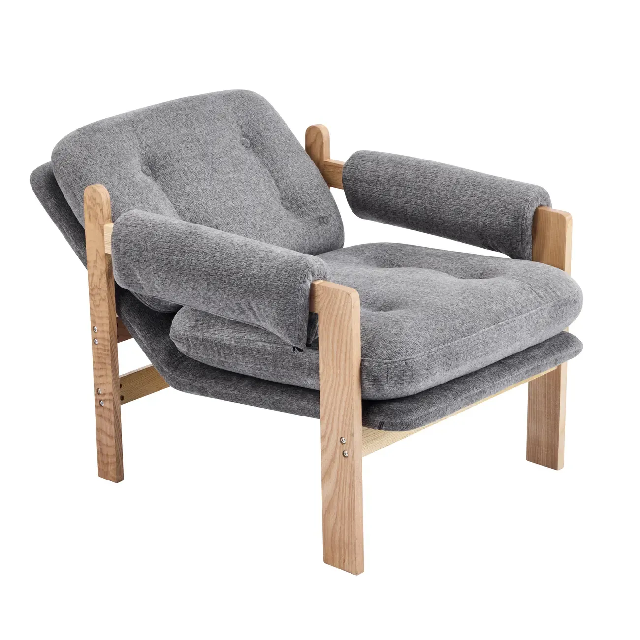 Contemporary Adjustable Gray Chenille Upholstered Accent Chair Image - 8