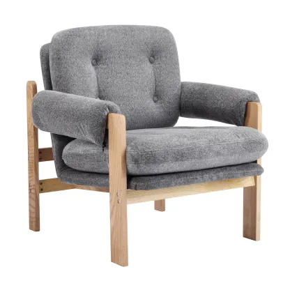 Contemporary Adjustable Gray Chenille Upholstered Accent Chair Image - 10