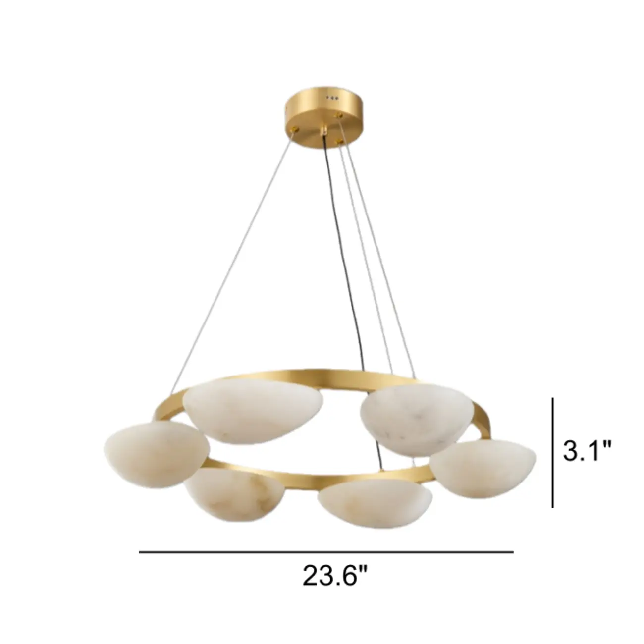 Luxury Modern Brass Circular Alabaster Hanging Chandelier #size | homeyfad