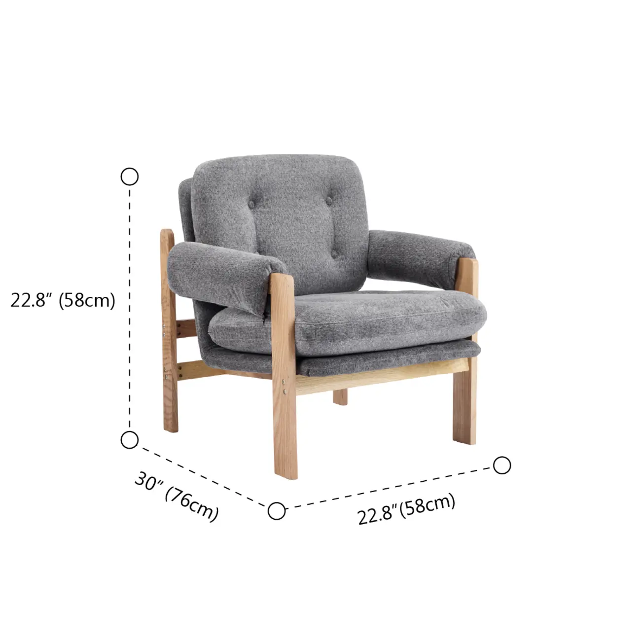 Contemporary Adjustable Gray Chenille Upholstered Accent Chair #size | homeyfad