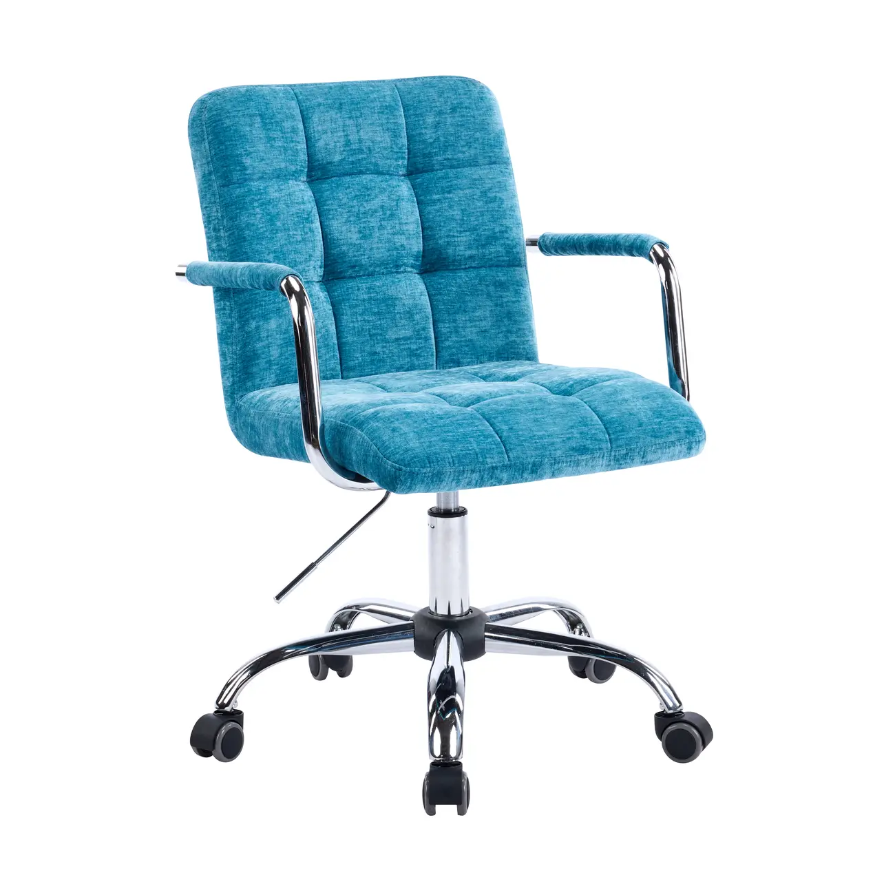 Adjustable Blue Fabric Upholstered Swivel Office Chair Image - 4 | homeyfad