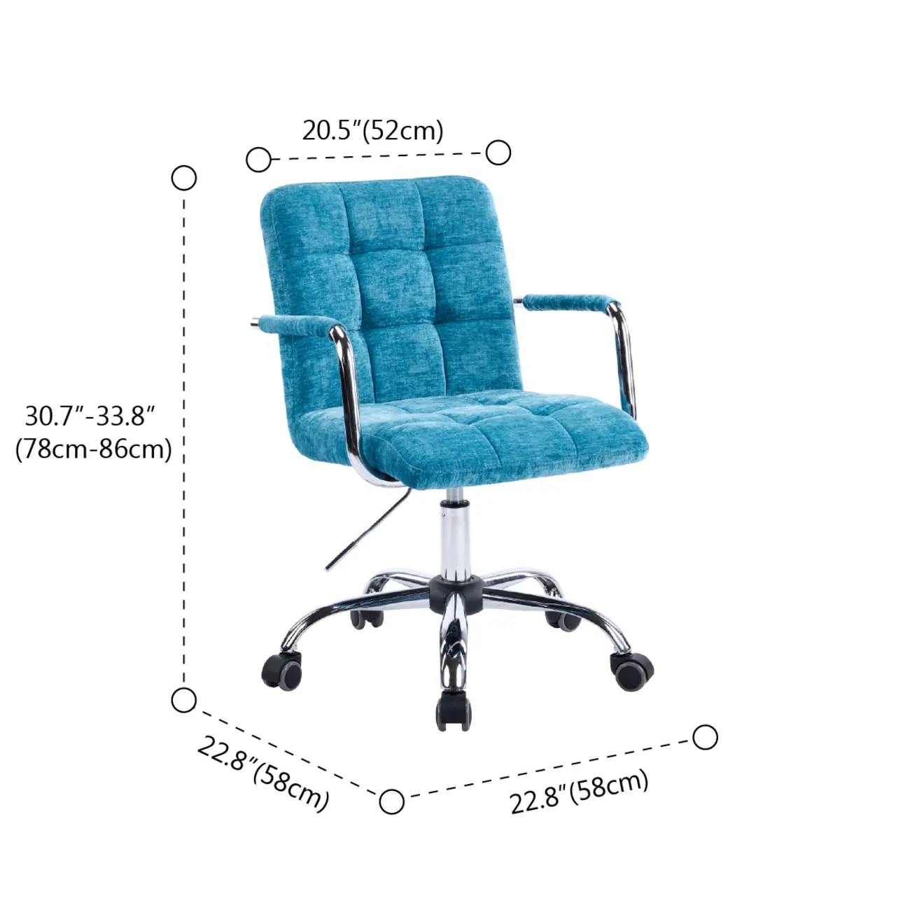 Adjustable Blue Fabric Upholstered Swivel Office Chair #size | homeyfad