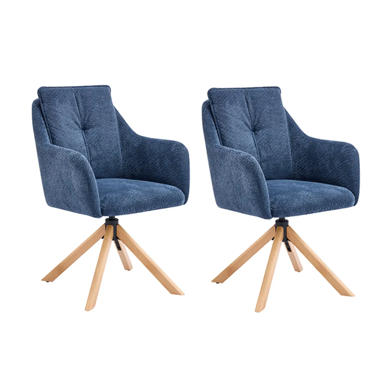Swivel Blue Fleece Upholstered Dining Chairs Set Of 2 Image - 4 | homeyfad