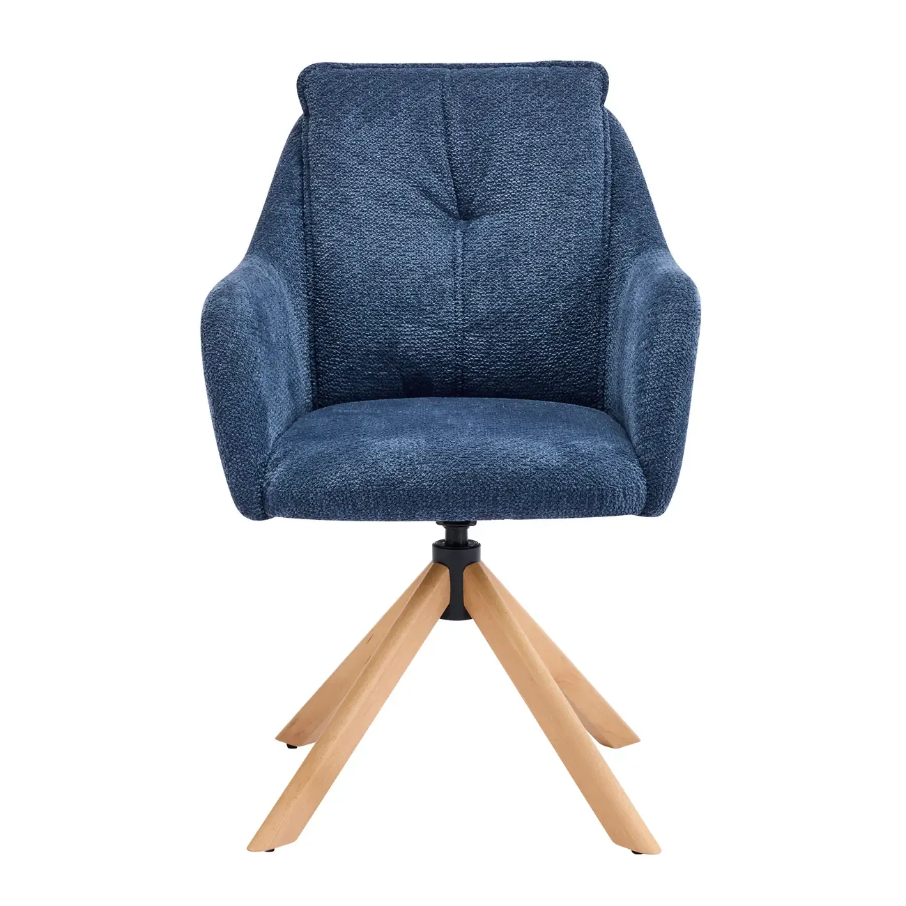 Swivel Blue Fleece Upholstered Dining Chairs Set Of 2 Image - 6