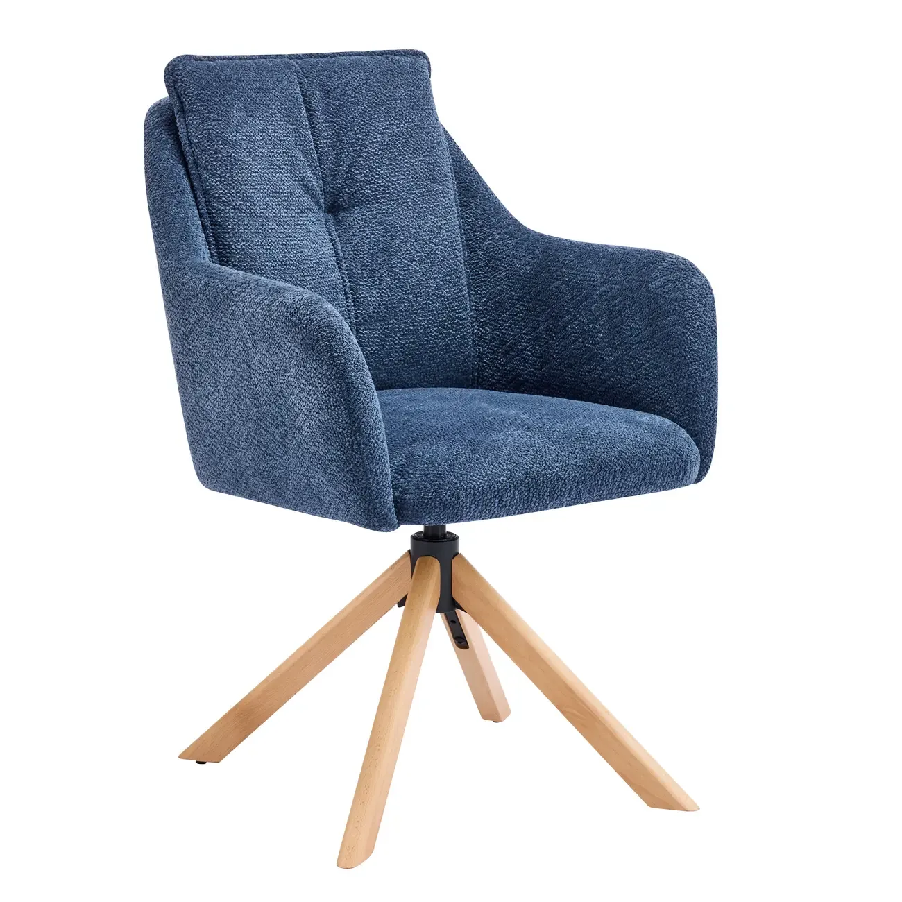 Swivel Blue Fleece Upholstered Dining Chairs Set Of 2 Image - 8