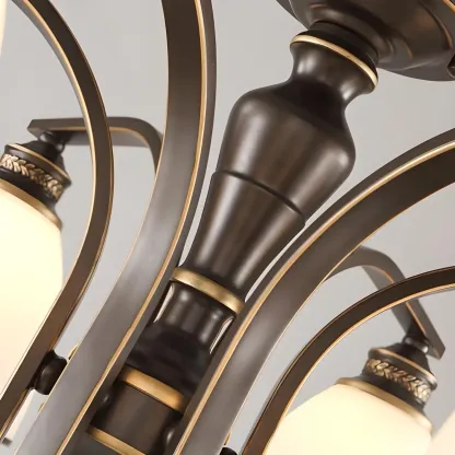 Bell Glass Shade Black Metal Vintage Semi Flush Ceiling Light Image - 10