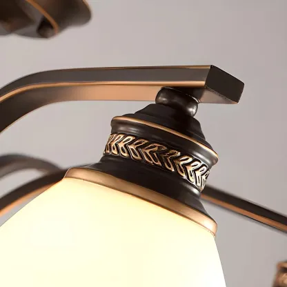 Bell Glass Shade Black Metal Vintage Semi Flush Ceiling Light Image - 11