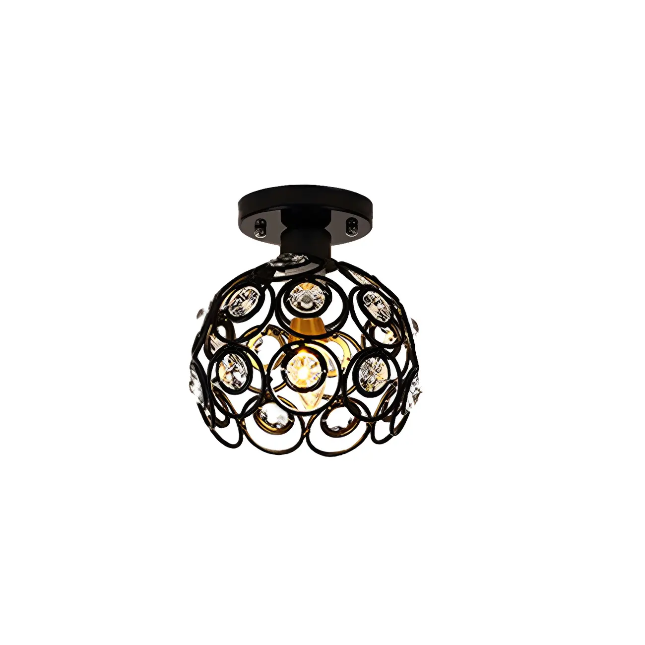 Elegant Sphere Hollowed Metal Semi Flush Ceiling Light | homeyfad