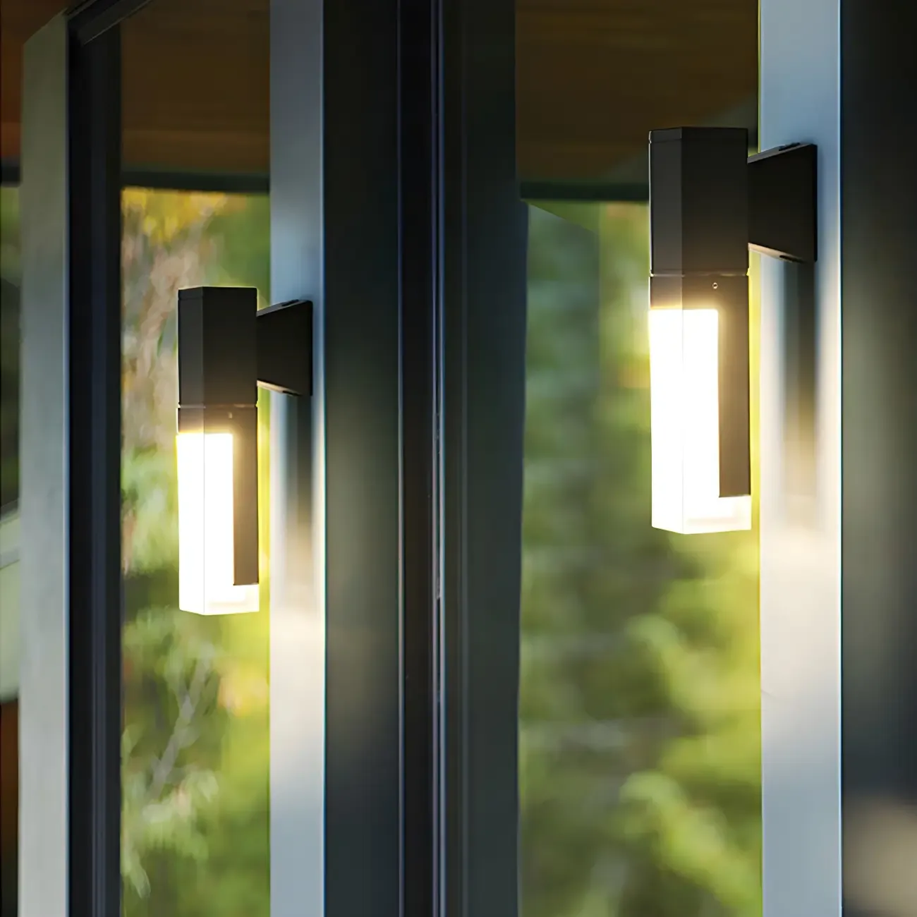 Modern Geometric Metal Acrylic Outdoor Wall Light Image - 1