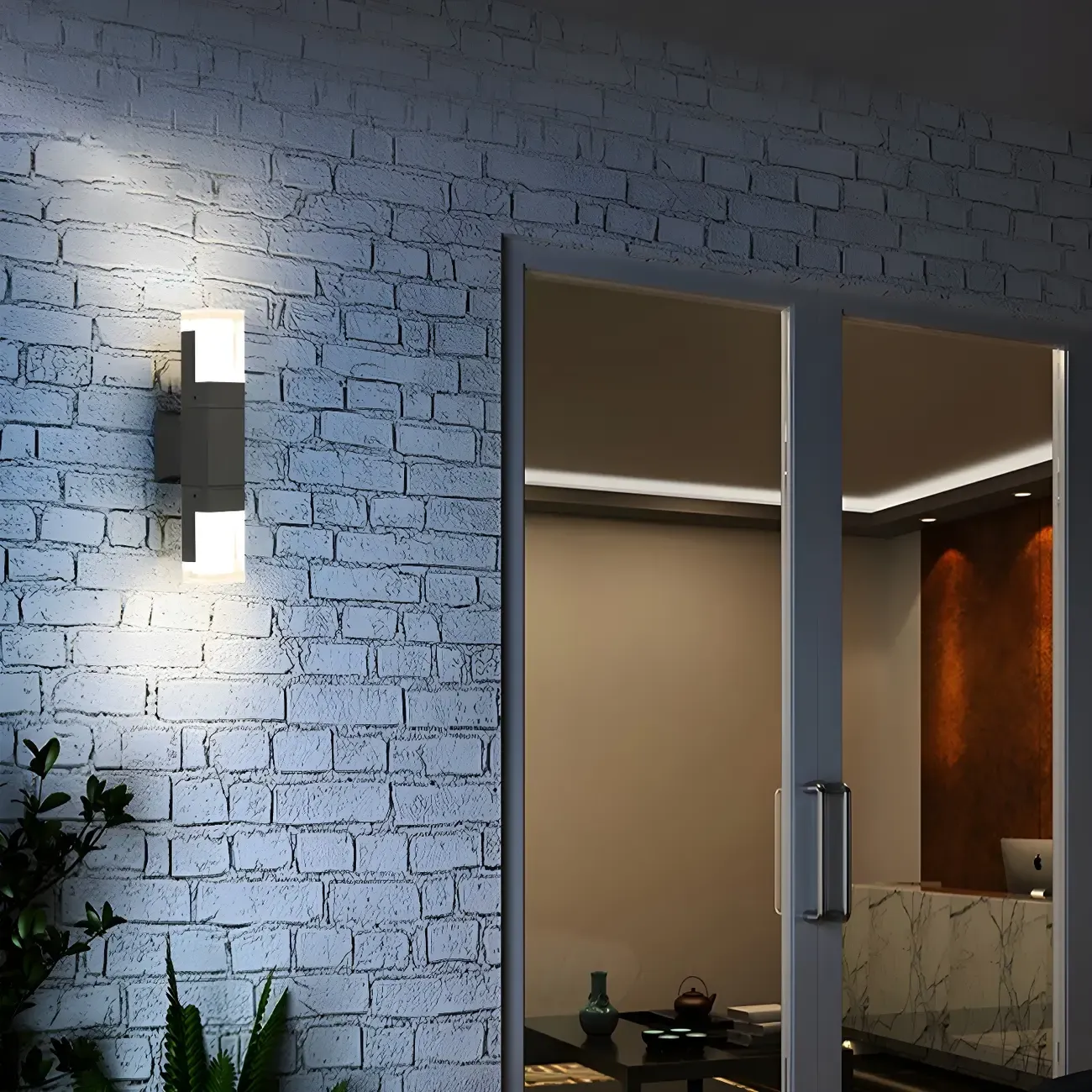 Modern Geometric Metal Acrylic Outdoor Wall Light Image - 14
