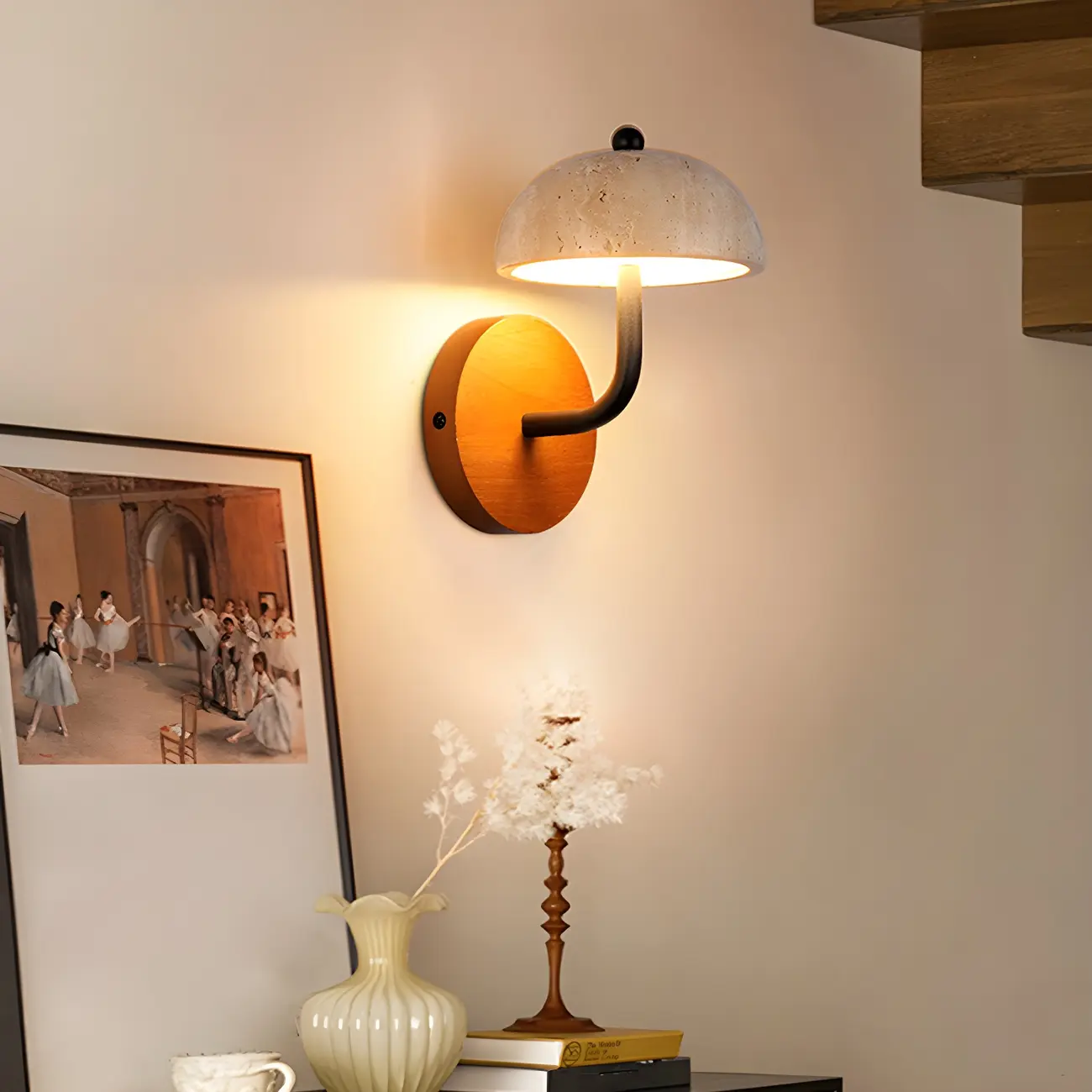 Modern Wood Dome Wall Light Sconce for Bedroom Image - 1 | homeyfad
