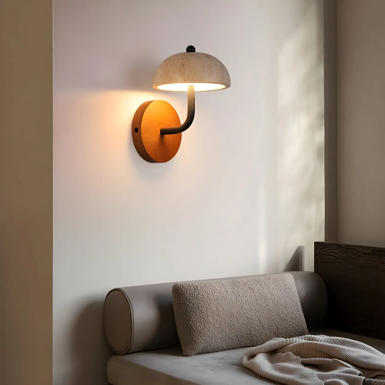 Modern Wood Dome Wall Light Sconce for Bedroom Image - 5 | homeyfad