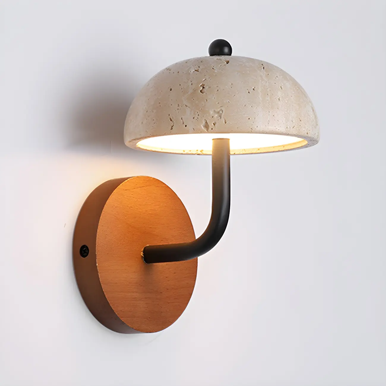 Modern Wood Dome Wall Light Sconce for Bedroom Image - 7 | homeyfad