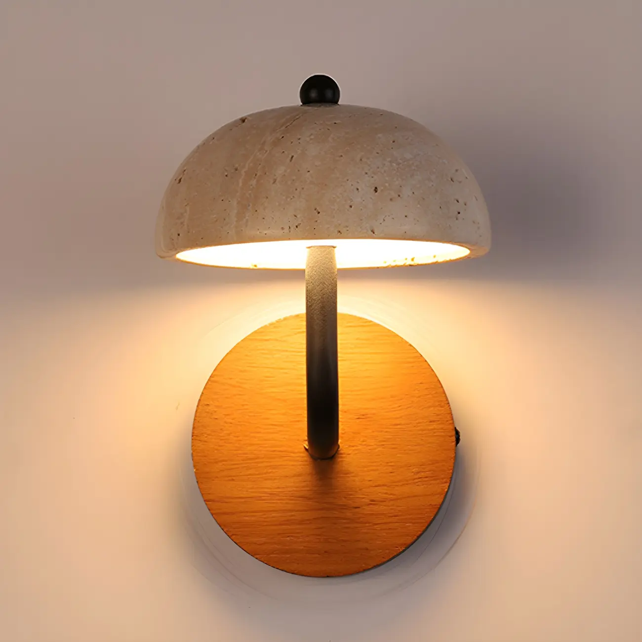 Modern Wood Dome Wall Light Sconce for Bedroom Image - 2 | homeyfad